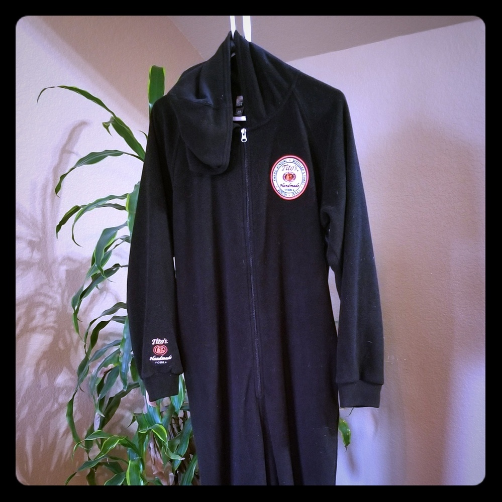 Tito's Vodka Adult Size Full Zip Hooded Onesie.